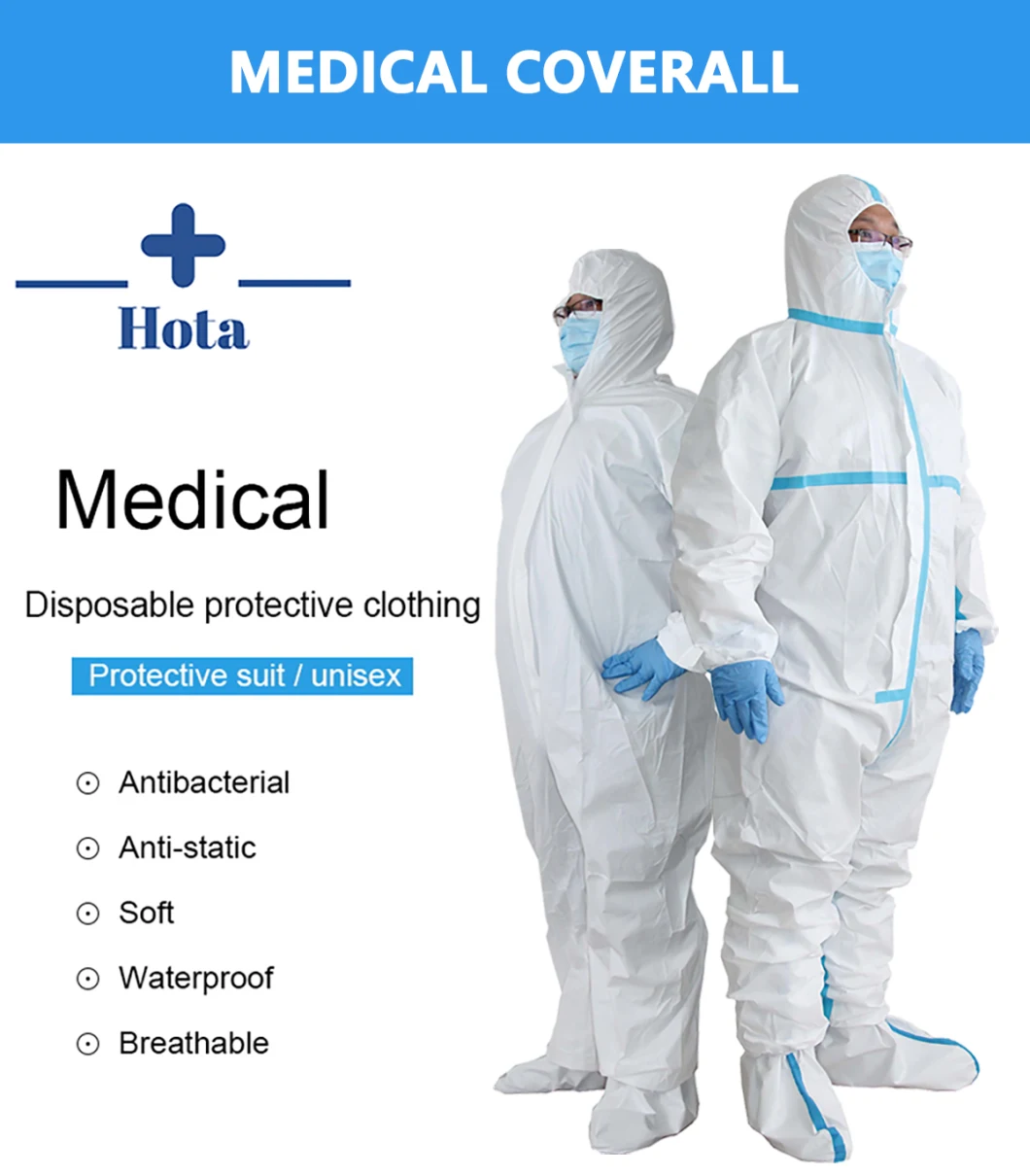 Hot Sale Medical Disposable Protective Clothing with Blue Strip