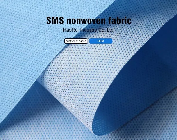 Non-Toxic Ss/SMS Non Wovn Fabric Surgical Gown Nonwovens for Medical Non-Woven Supply/Surgical Gown/Workwear/Coverall/Lab Coat/Isolation Gown/Disposable Cap