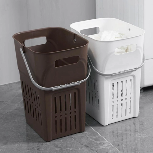 Plastic Laundry Basket Hamper with Handles Dirty Clothes Storage Washing Bin