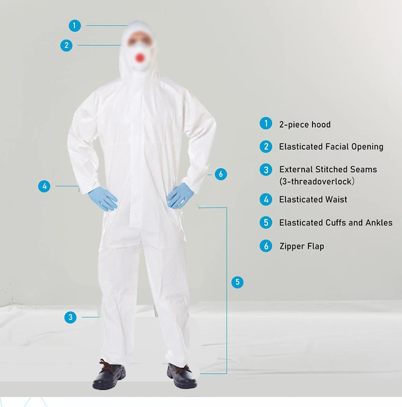 Disposable Coverall/Protective Clothing for Agriculture/Construction/Food Processing/Mining/Oil/Gas Industry