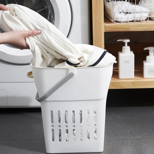 Plastic Laundry Basket for Bathroom Storage Organizing with Handle