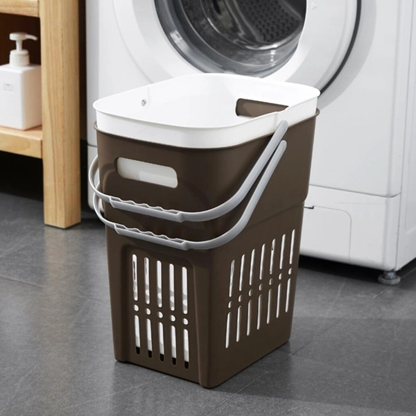 Plastic Laundry Basket for Bathroom Storage Organizing with Handle