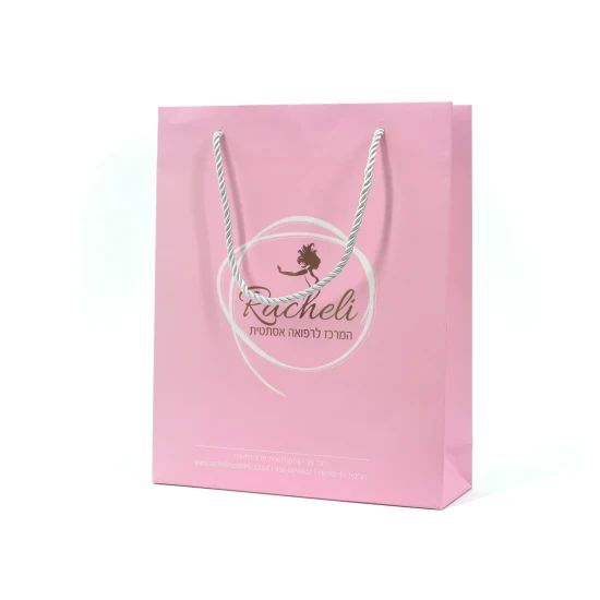 Individuell bedruckte Premium-Geschenkpapiertüte in rosa Verpackung mit PVC-Fenster. Fabrik-Kosmetikpapiertüte